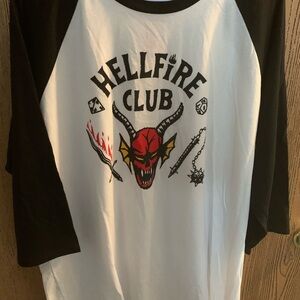 NWOT Stranger Things Hellfire Club Baseball T-Shirt, Adult 2X